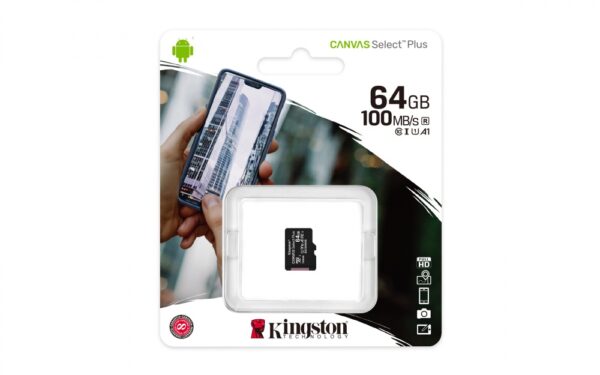 MEMORIA KINGSTON 64GB MICRO SD CANVAS SELECT PLUS 100R/85R CL10 UHS-I