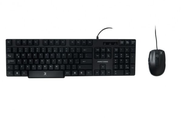 KIT TECLADO Y MOUSE PERFECT CHOICE ALAMBRICO USB RESTISTENTE A DERRAMES NEGRO